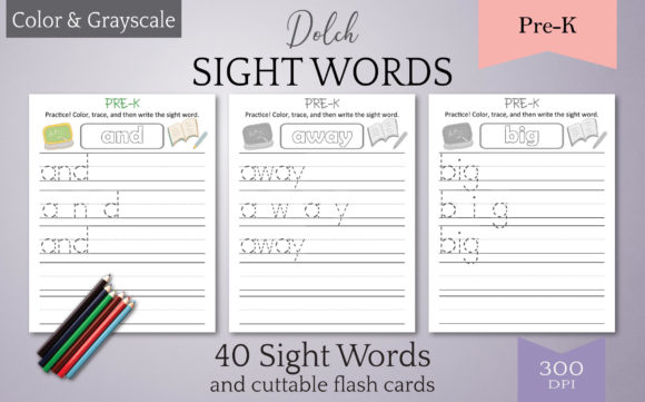 Dolch Sight Words Tracing Pre-K: Printables & POD Assets