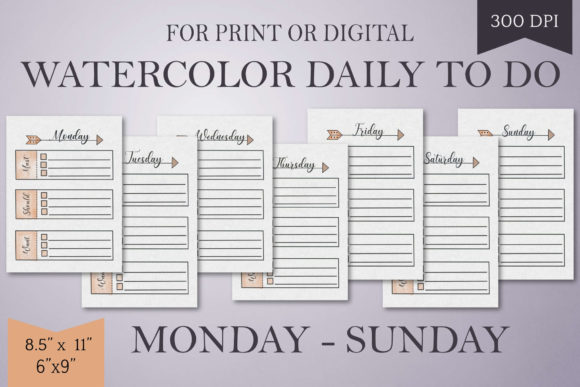 Evaluating the Orange Watercolor Daily to Do List Template for KDP and Printables