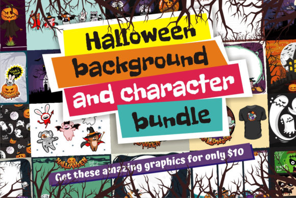 Halloween Background Character Bundle: 22 Assets for Creators