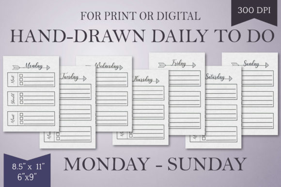 Hand-Drawn Daily to Do List: Mon-Sun Template