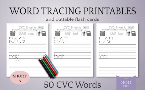 Kids Tracing Practice Worksheets: Short A Sound