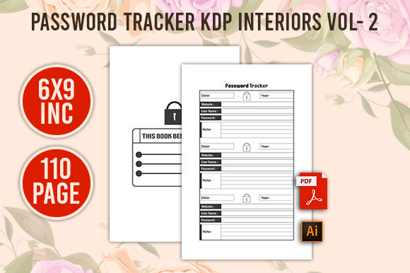 Password Tracker KDP Interiors Vol- 2: Print-Ready Assets